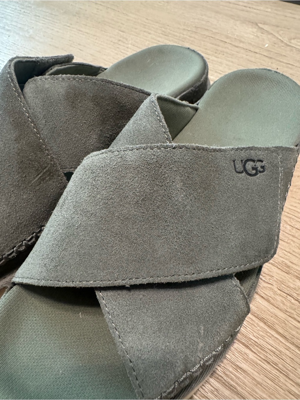 UGG Olive Green Goldenstar Hi Slide Platform Sandals - Picture 3 of 7
